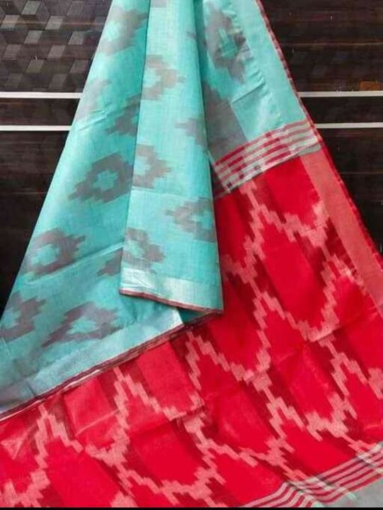 Ikkat cotton saree uploaded by Linen and silk saree manufacturer on 1/24/2022