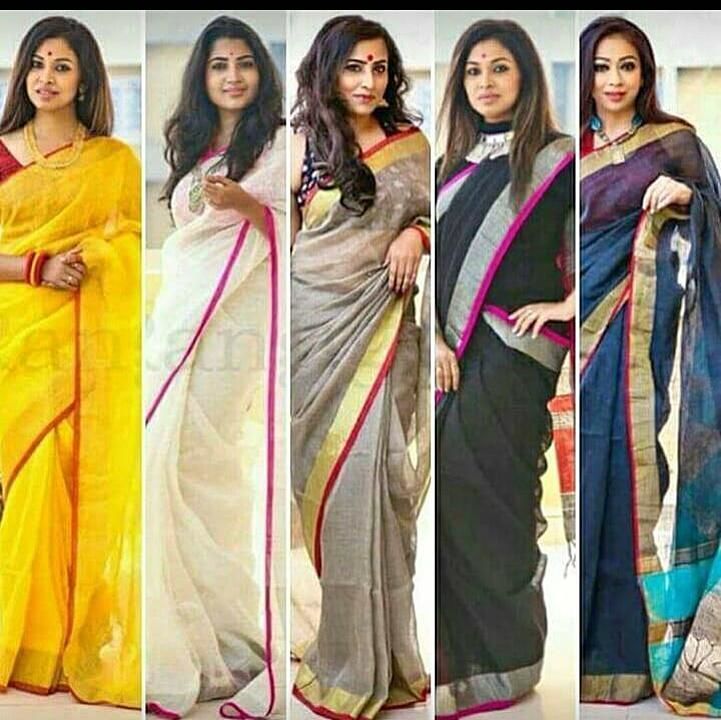 Lilen by lilen saree 💯 cotton Best quality pure lilen saree uploaded by business on 10/3/2020