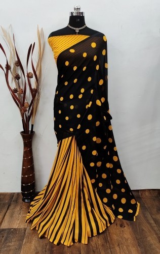 Polka Print Daily Wear Georgette Saree uploaded by business on 1/25/2022