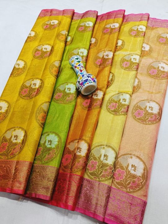 Post image Diamond tissue sarees banarasi silk soft silk ek number fabric Pasand Aaye to he order Karen. Rs.1050 /.  6306172329