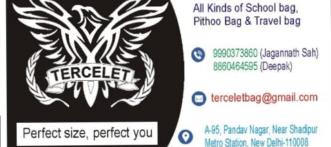 Visiting card store images of Tercelet bags