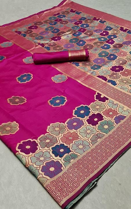Post image NEW CATLOGUE RANGE*
      
          _*🌷Innovation at Work🌷*_       

                    *FLOREENA*

*Fabrics    : Heavy Banarasi Kanchipuram Jacquard Weaving*

*Sarees     : 5/5 MTR Saree with 0.80 MTR Contrast Matching Blouse With Heavy Contrast Pallu*

*Color        : 6*
⭐⭐⭐⭐⭐*
*Ready To Ship🚢 ✈️🚚☑☑*

*🌹Quality Never Goes Out Of Style*