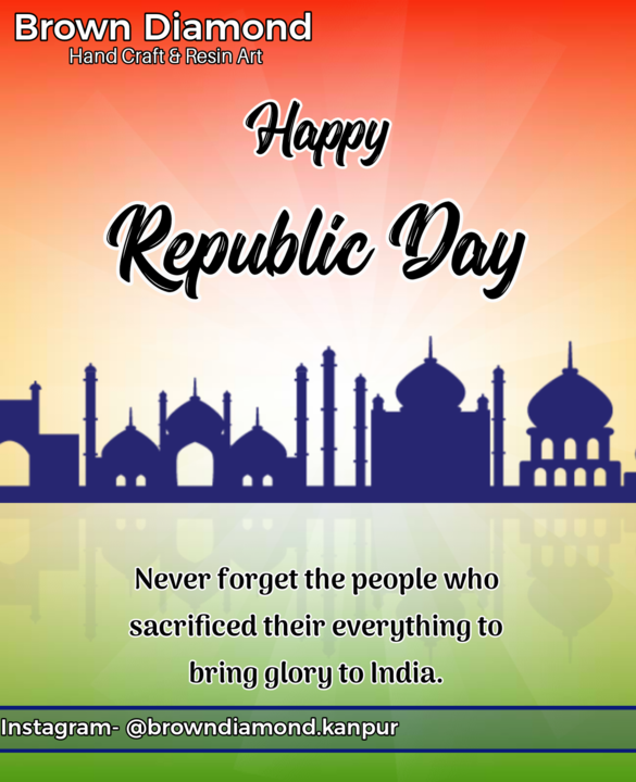 Post image Wish you all my Anars family to Happy Republic Day.
Never forget the people who sacrificed there everything to bring glory to India.
Jai Javan Jai Kishan 🪖👨‍🌾🚜
Jai Hind, Jai Bharat
Regards,Brown Diamond 💎 Kanpur U.PMob. +918318211089