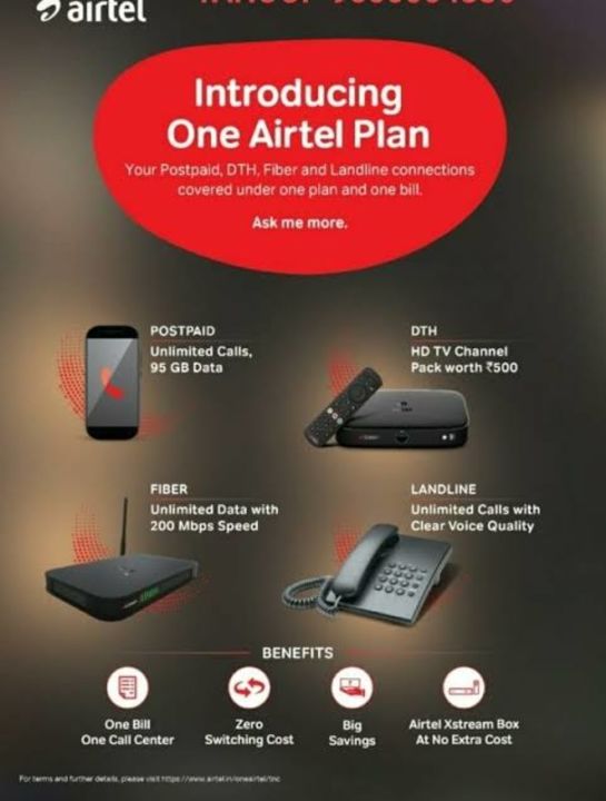 Post image Airtel Xstream fiberbet / airtel postpaid sim card fancy numbers / Airtel DTH

Apply For a New fibernet Connection (Fiber-to-home).Enjoy Unlimited Data Usage @ ₹499 Onwards.
40 Mbps|100 Mbps|200Mbps | 300Mbps | 1Giga Plans Available.

( Immediate Installation Asap.) Free to use Wi-Fi Router &amp; calls unlimited free ( Local &amp; national )
amazon prime 1 year free
 disney + hotstar 1 year free for selective plans 
 ( 3 Month 6 month 12 months exclusive special Offers )

Book Now, Get Installed at Your Convenient Timing!
Call or text me 📞 8148484663