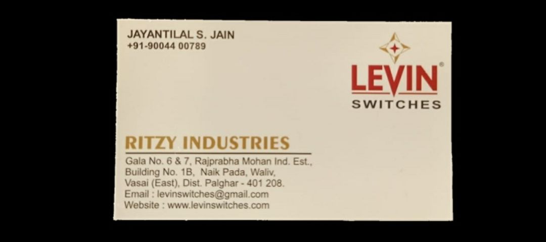 Visiting card store images of Ritzy Industries