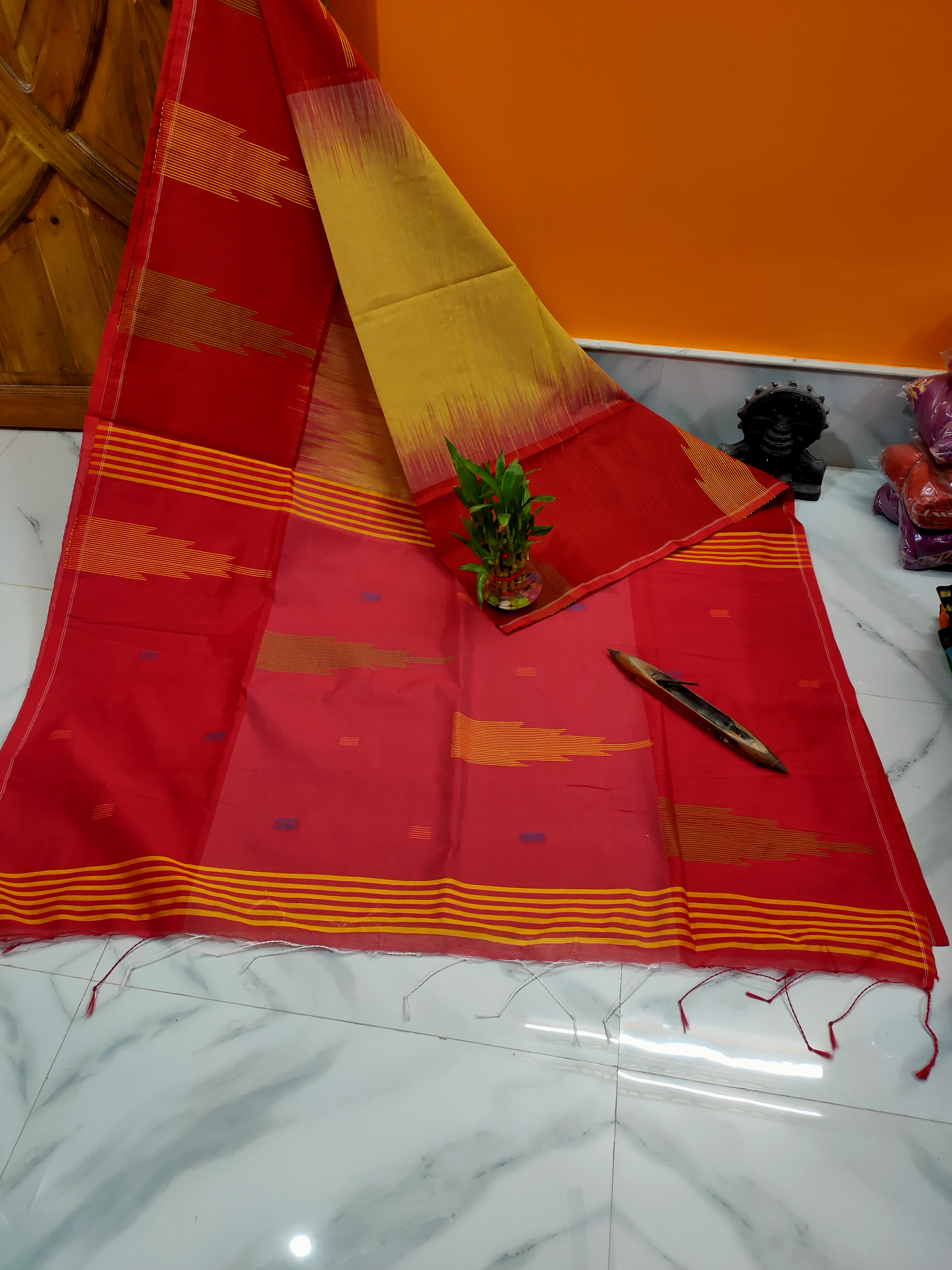 Silk khadi ikat hand weaving buti saree uploaded by Rs handlooms on 1/26/2022
