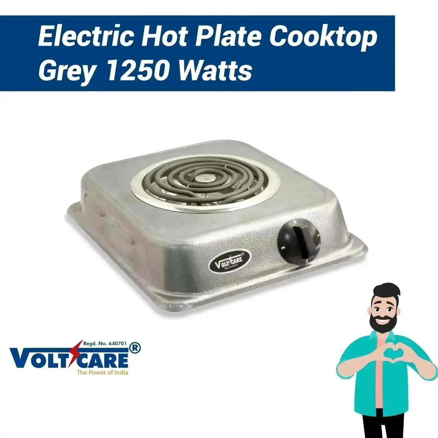 Voltcare ® Radiant Electric Coil Hot Plate Cooktop |1250 Watts| Grey Powder Coated uploaded by Decibel Blue Electronics on 1/26/2022