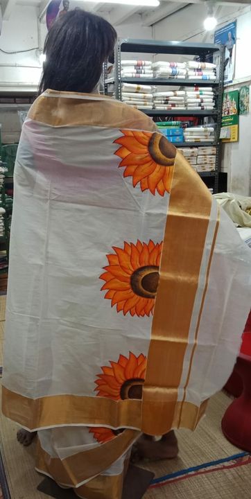 Hand painted Kerala saree uploaded by GANGOTHARI COLLECTIONS. on 1/26/2022