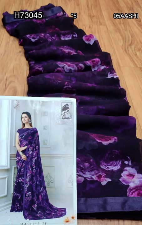Post image Contact 9798145879❤️❤️new collection of designer saree Sahiba brand*GEORGETTE best fabric guarantee*Floral printWith border With blouseRate - 1030/- only *shipping free*