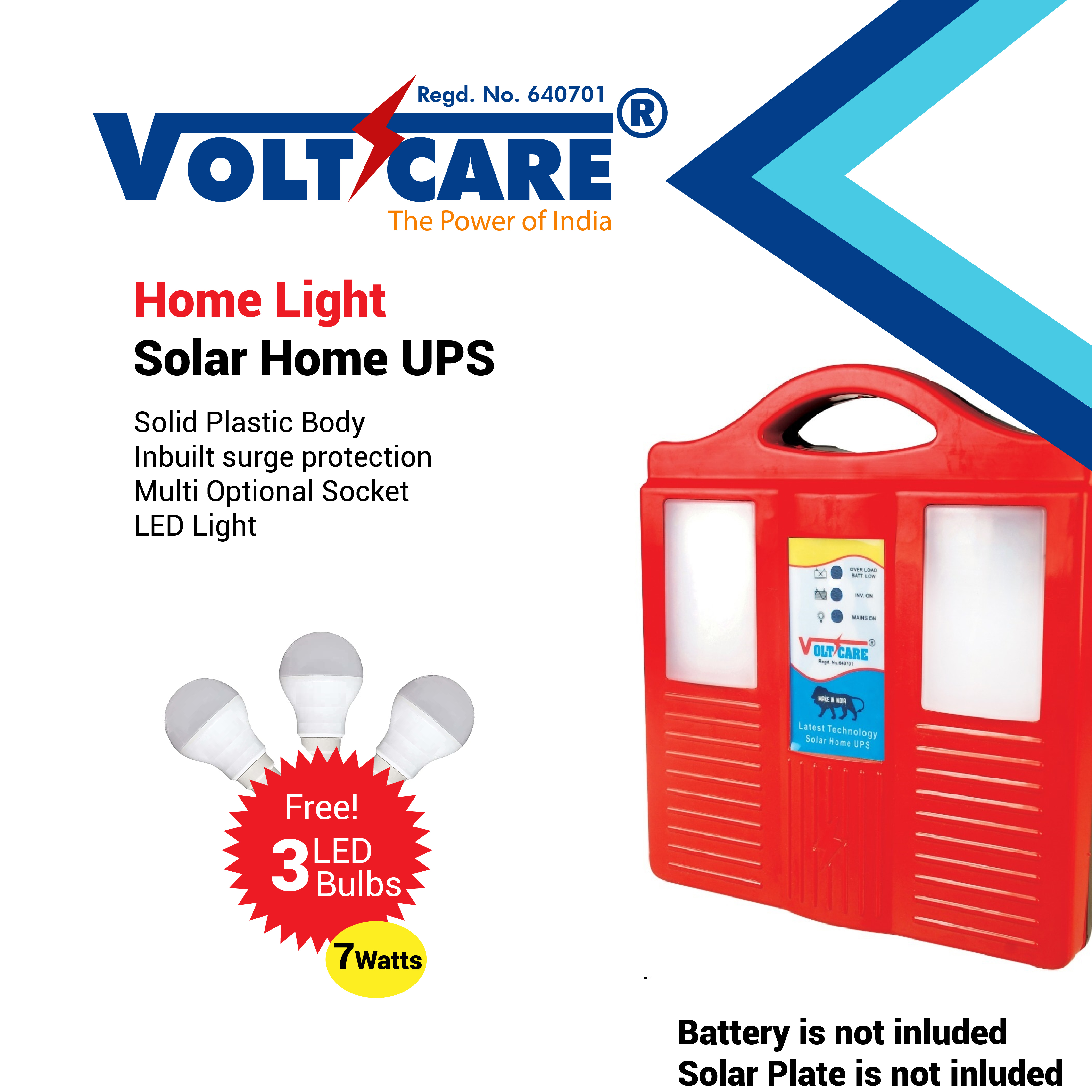 Voltcare ® Ignite | 12V DC Solar Portable Home UPS/CFL Inverter (Battery Not Included) uploaded by Decibel Blue Electronics on 1/26/2022