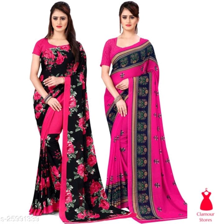 Pretty  daily  wear  georgette  sareee (pack of 2) uploaded by Glamour Stores  on 1/26/2022