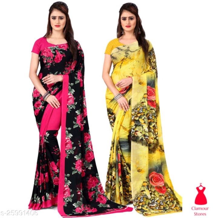 Pretty  daily  wear  georgette  sareee (pack of 2) uploaded by Glamour Stores  on 1/26/2022