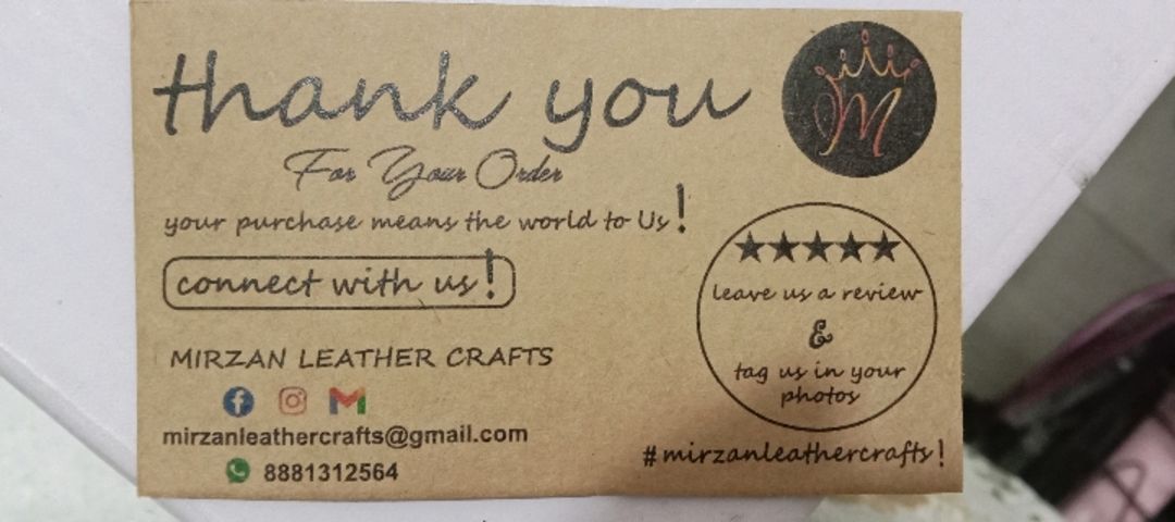 Visiting card store images of Mirzan Leather crafts