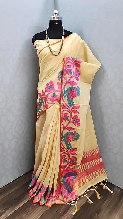 Linen Saree with Jacquard Weaving uploaded by business on 10/4/2020
