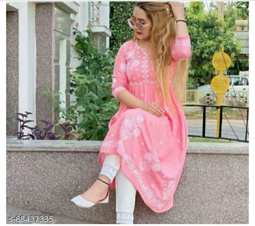 Full emrodery frock style kurti with pant uploaded by Pancholi fab on 1/27/2022