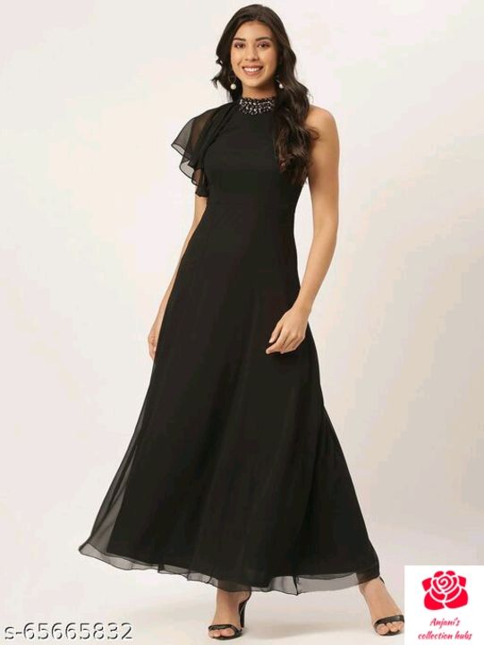 Black long dress with neck piece uploaded by Anjani's collection hubs on 1/27/2022