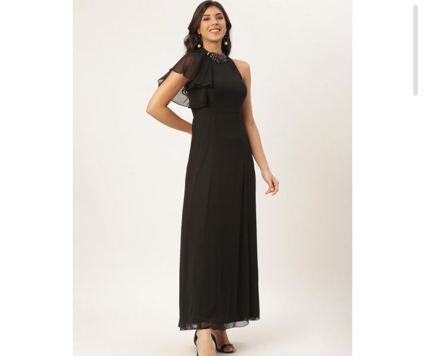Black long dress with neck piece uploaded by Anjani's collection hubs on 1/27/2022