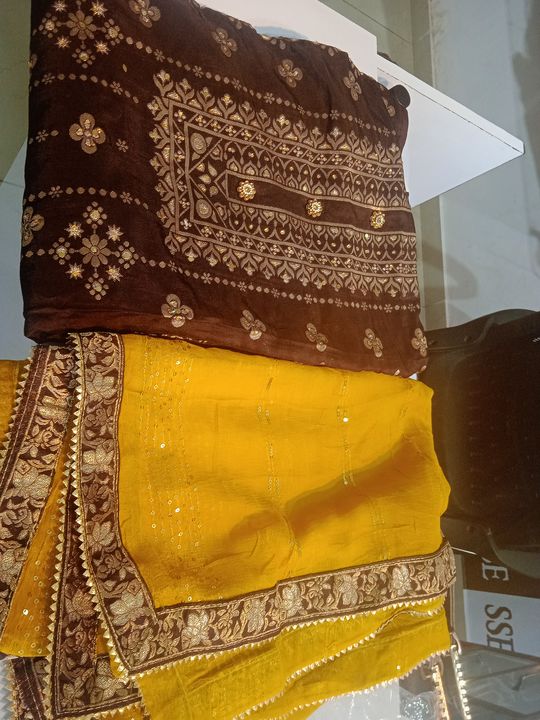 Unstitched silk suit with sequence work dupatta uploaded by Ssense clothingbrand mahavir trader on 1/27/2022