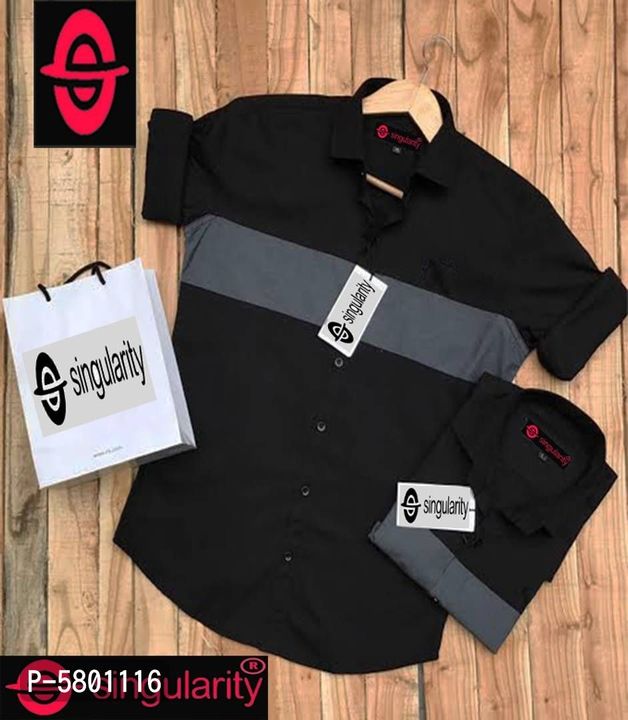 Stylish Cotton Black Colourblocked Long Sleeves Casual Shirt For Men uploaded by KRR DealsHub on 1/27/2022