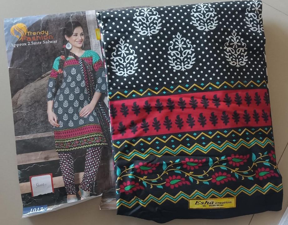 Cotton printed dress material uploaded by Dress material, Kurti, sarees on 1/27/2022