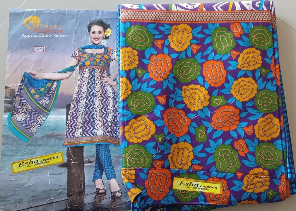 Cotton printed dress material uploaded by Dress material, Kurti, sarees on 1/27/2022