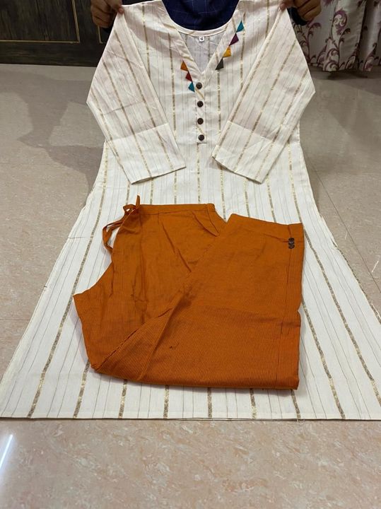Khadi kurti trouser set uploaded by Rupanshi Creation on 1/27/2022