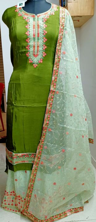 Post image NAOMIKA SUITS PRESENTS_MODERN ART DESIGNS- mirror embroidery work on pure upada silk(viscose) with a stitched lehnga with sequence work and organza dupatta with four side mirror embroidery lace and sequence work. A pretty suit for pretty girls :)Happy shopping