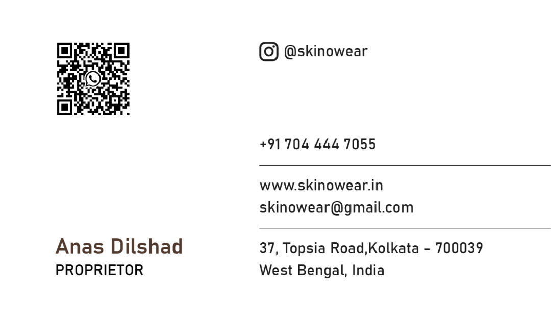Visiting card store images of SKIN-O-WEAR
