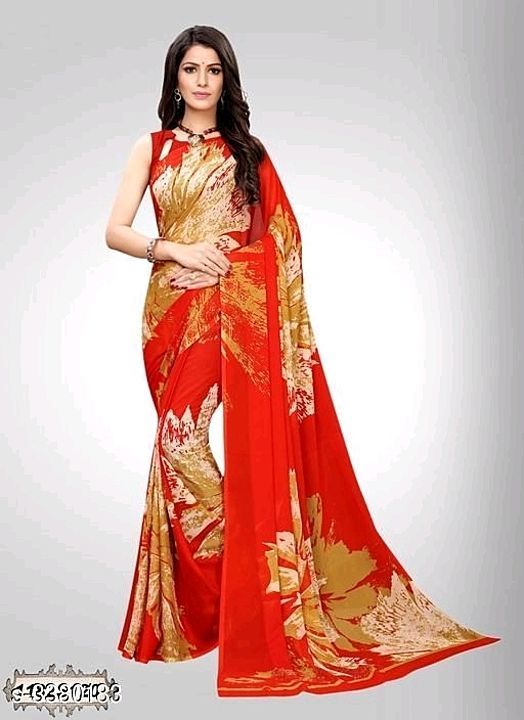 Fabric: Saree&Blouse - Georgette,
Size: Saree Length - 5.3 Mtr, 
Blouse Length - 0.7 Mtr
workPrinted uploaded by business on 10/4/2020