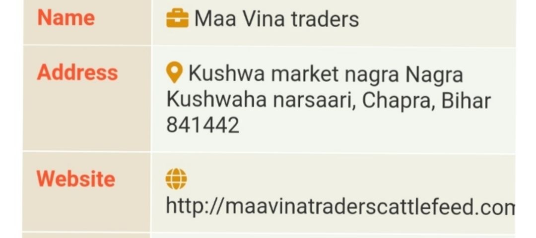 Visiting card store images of Maa vina traders