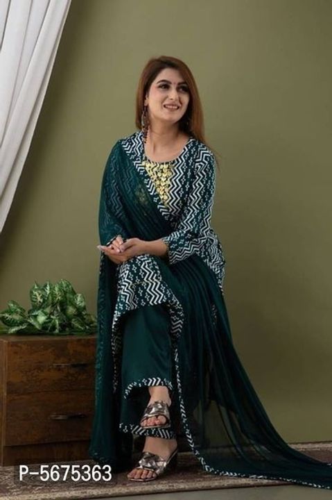 Hari priya

Size: 
M
L
XL
2XL
3XL

 Color:  Green

 Fabric:  Rayon

 Type:  Kurta, Bottom and Dupatt uploaded by Madhuras special collections on 1/28/2022