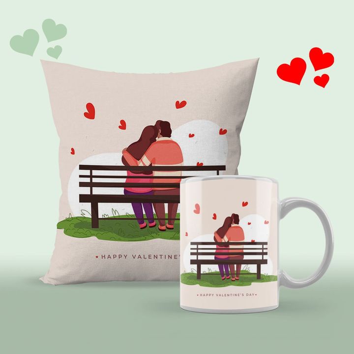 Valentine cushion cover with filler and mug combo uploaded by AAR ENTERPRISES on 1/28/2022