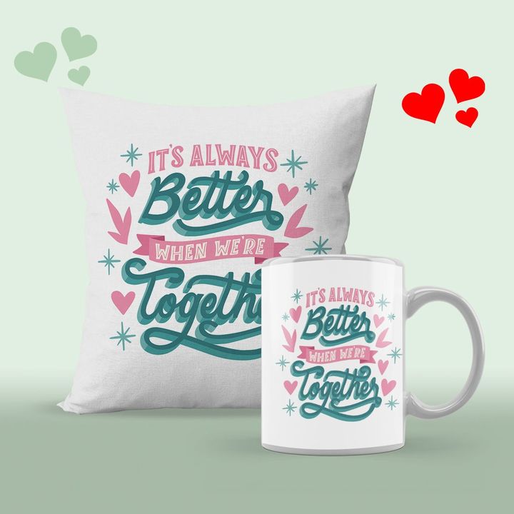 Valentine cushion cover with filler and mug combo uploaded by AAR ENTERPRISES on 1/28/2022