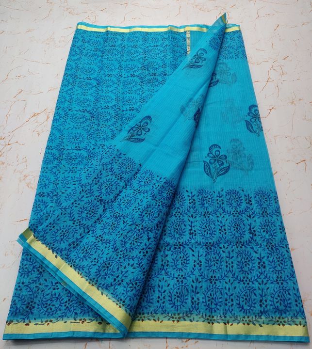 Kota Doria cotton printed saree uploaded by business on 1/28/2022