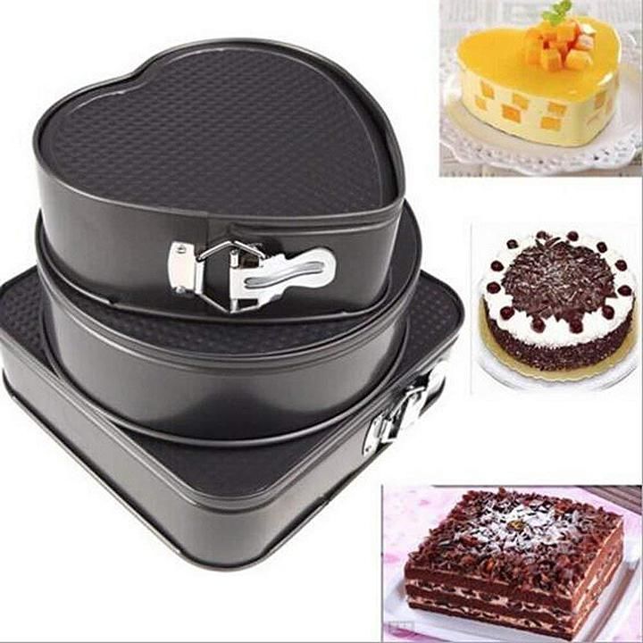 Steel Cake Square, Round and Heart Shape Making Tray (Black, 26, 24 and 22 cm) uploaded by Fitmall on 6/10/2020