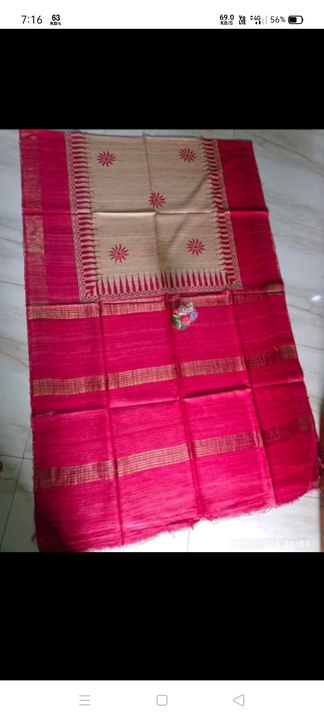 100% handloom silk saree with zari border beautiful prints. uploaded by Handloom silk saree. on 1/29/2022