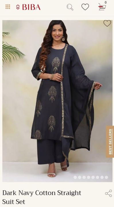 Post image Biba kurti with pant and dupatta set .Dark navy cotton 32 tag but 36 bust size..WhatsApp 7550144724..Biba skds available at reasonable prices..