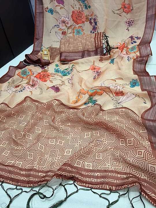 Linan Digital print  with blouse  uploaded by Sangeeta saree on 10/5/2020