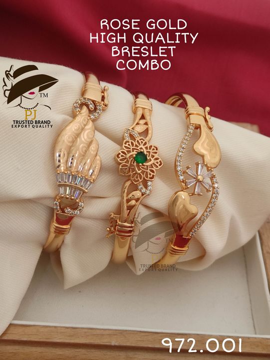 Rose gold breslet combo  uploaded by PJY JEWELLERY on 1/30/2022