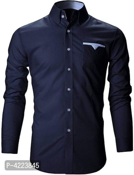 Men's Navy Blue Cotton Solid Long Sleeves Tailored Fit Casual Shirt uploaded by General public store on 1/31/2022