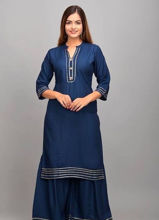 *Fabulous Blue Cotton Self Design Kurta with Sharara Set For Women*

*Price 650*

*Own Stock ✅✅*

*N uploaded by SN creations on 1/31/2022