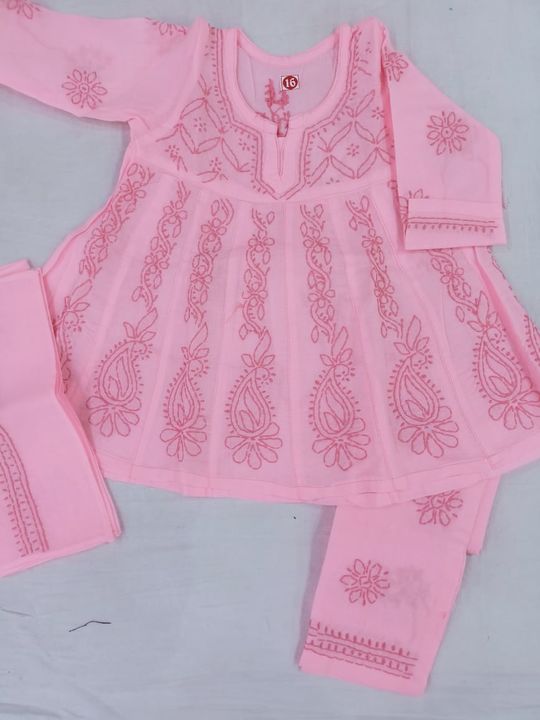 Post image Chikankari kid's wear Cotton anarkali set with bottom &amp; dupatta3 pieces full set at whole sale rate .Available size 1-15 years girlsContact for Availability &amp; bookingCOD NOT AVAILABLESHIPPING ALL OVER INDIA SHIPPING WORLD WIDEContact for s