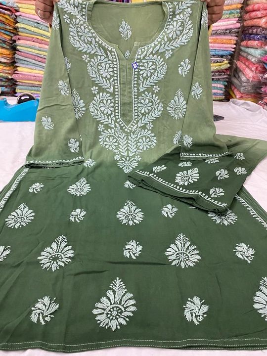 Post image Pure. Reyon cotton plazo set Beautifully designed in chikan hand work..Size 38-46 Legnth approx 46Intrested veiwers can contact for booking
