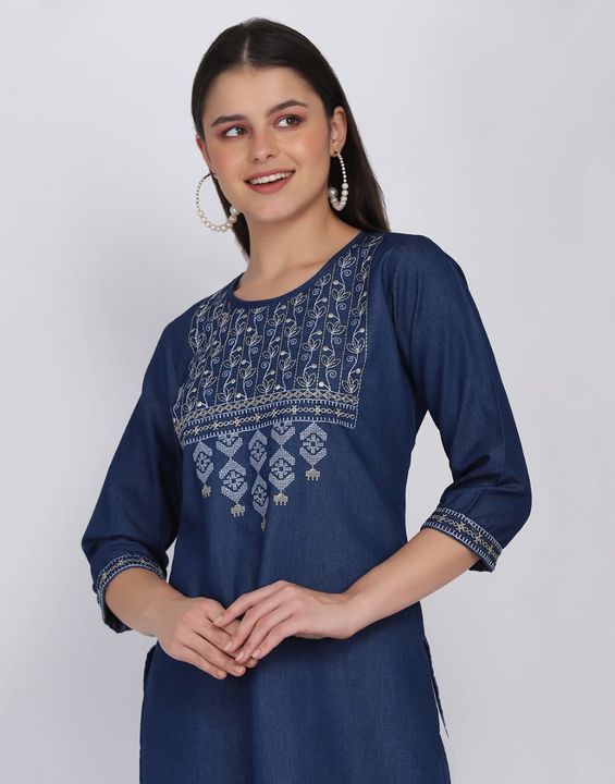 Denim Embroidered Kurti uploaded by Just Designs on 1/31/2022