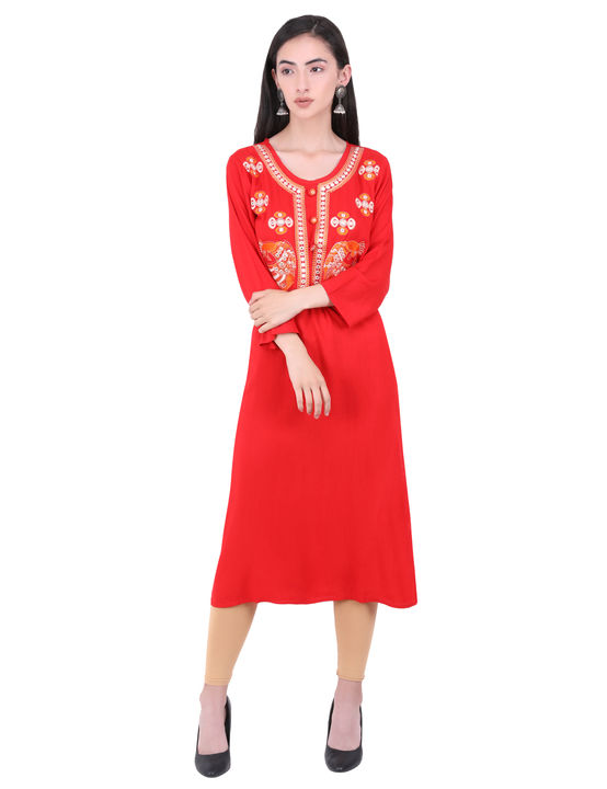 Rayon Embroidered Kurti uploaded by business on 1/31/2022
