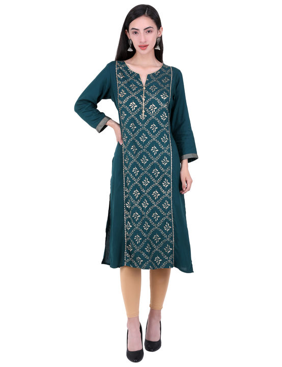 Rayon Foil Printed Kurti uploaded by Just Designs on 1/31/2022