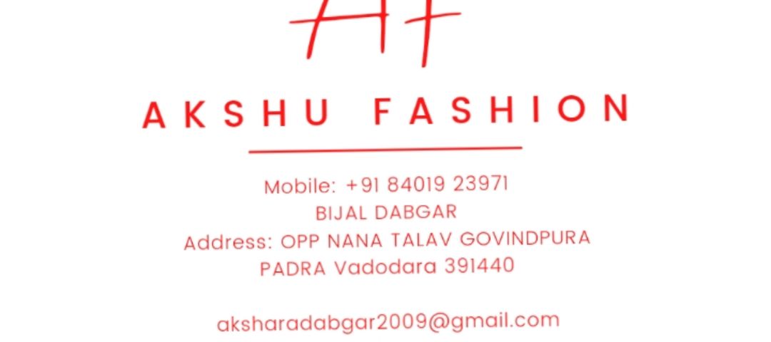 Visiting card store images of Akshu fashion