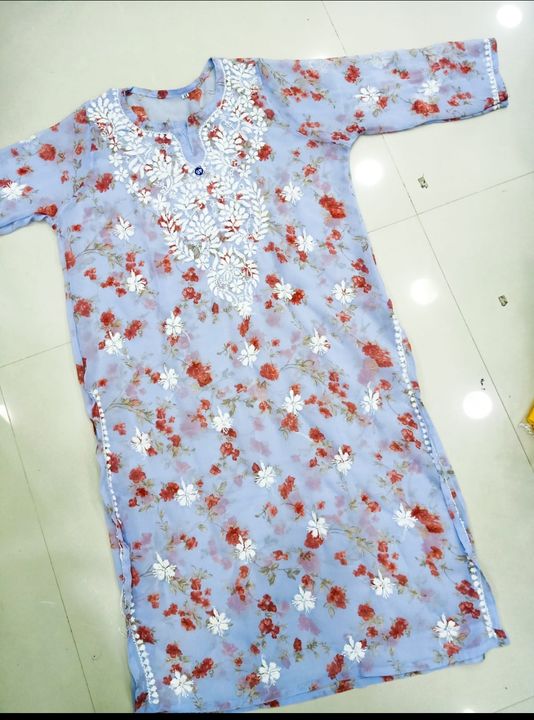Printed Georgette Embroidered Kurti uploaded by business on 1/31/2022