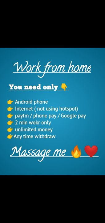 Post image Work from home best opportunity.Massage me.❤️
