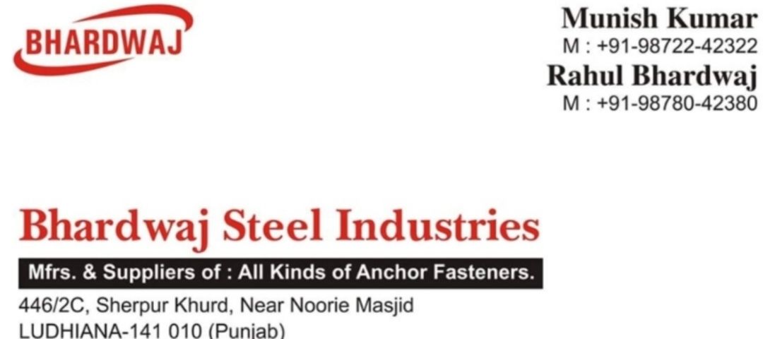 Visiting card store images of Bhardwaj Steel Industries
